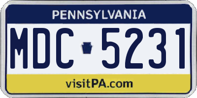 PA license plate MDC5231