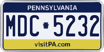 PA license plate MDC5232