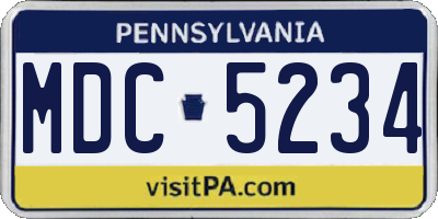 PA license plate MDC5234