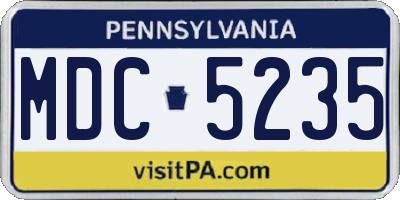 PA license plate MDC5235