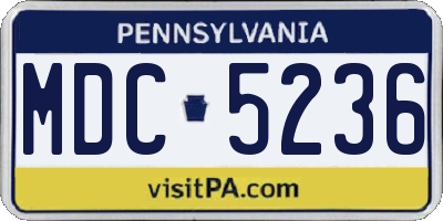 PA license plate MDC5236