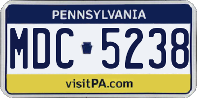 PA license plate MDC5238