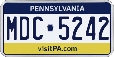 PA license plate MDC5242