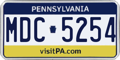 PA license plate MDC5254