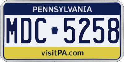 PA license plate MDC5258