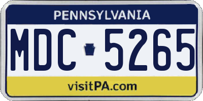 PA license plate MDC5265