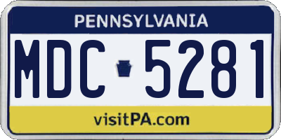 PA license plate MDC5281