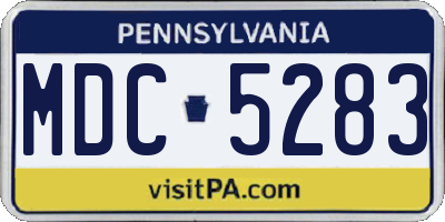 PA license plate MDC5283