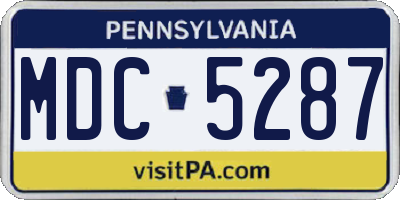 PA license plate MDC5287
