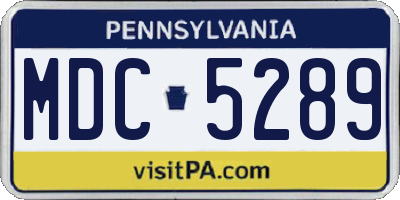 PA license plate MDC5289
