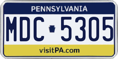 PA license plate MDC5305