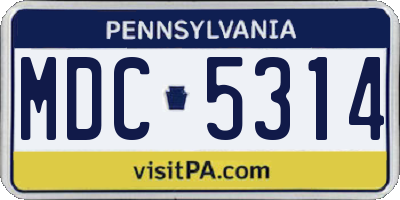 PA license plate MDC5314