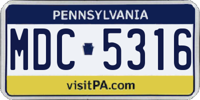 PA license plate MDC5316