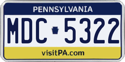 PA license plate MDC5322