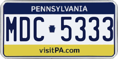 PA license plate MDC5333