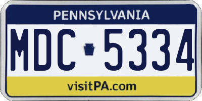 PA license plate MDC5334