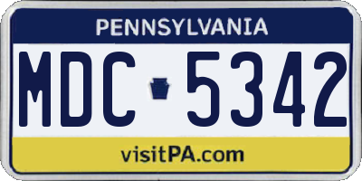 PA license plate MDC5342