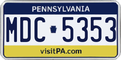 PA license plate MDC5353