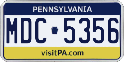 PA license plate MDC5356
