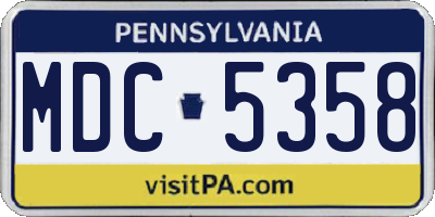 PA license plate MDC5358