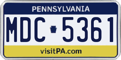 PA license plate MDC5361