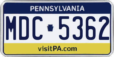 PA license plate MDC5362