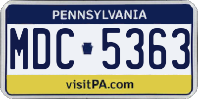 PA license plate MDC5363