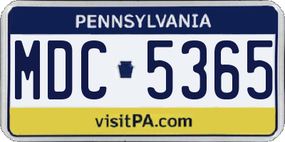 PA license plate MDC5365