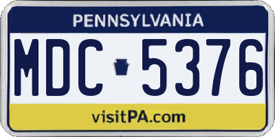 PA license plate MDC5376
