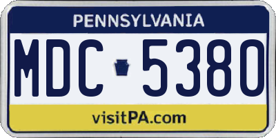PA license plate MDC5380