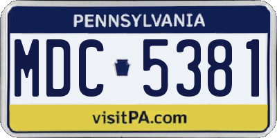 PA license plate MDC5381