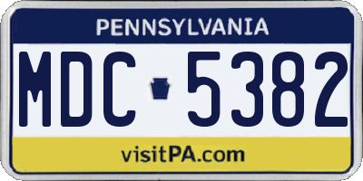 PA license plate MDC5382