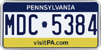 PA license plate MDC5384