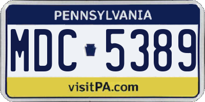 PA license plate MDC5389