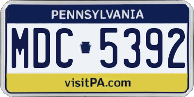 PA license plate MDC5392