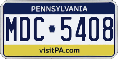 PA license plate MDC5408