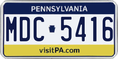 PA license plate MDC5416