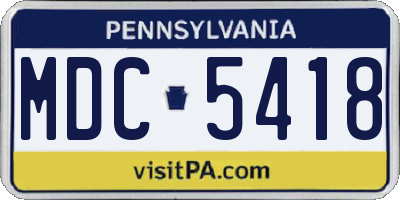 PA license plate MDC5418