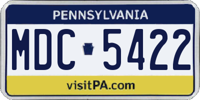 PA license plate MDC5422