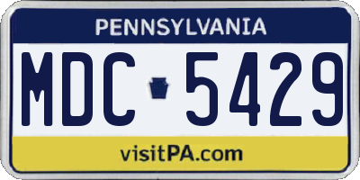 PA license plate MDC5429
