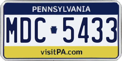 PA license plate MDC5433