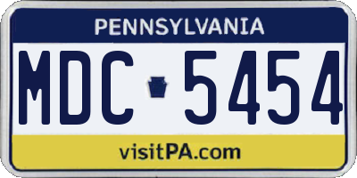 PA license plate MDC5454