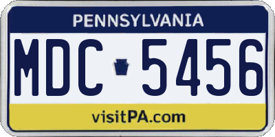 PA license plate MDC5456