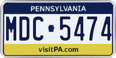 PA license plate MDC5474