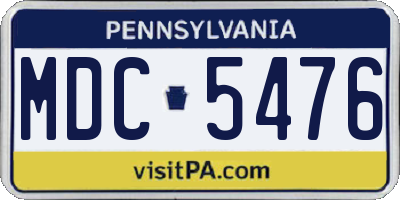 PA license plate MDC5476