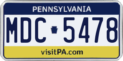 PA license plate MDC5478