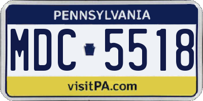 PA license plate MDC5518
