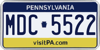 PA license plate MDC5522