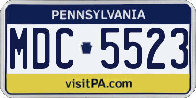 PA license plate MDC5523