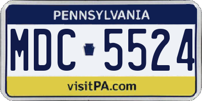 PA license plate MDC5524